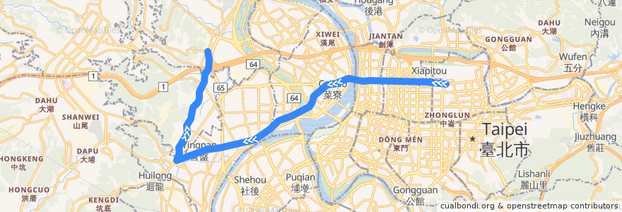Mapa del recorrido 新北市 801 松山機場-五股 (返程) de la línea  en Nouveau Taipei.
