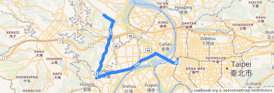 Mapa del recorrido 新北市 637 臺北-五股 (返程) de la línea  en Новый Тайбэй.