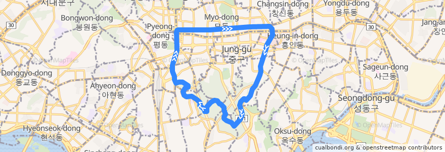 Mapa del recorrido 서울 시내버스 04 de la línea  en سول.