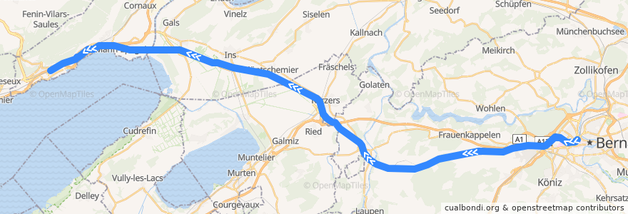 Mapa del recorrido S5: Bern => Neuchâtel de la línea  en 瑞士.