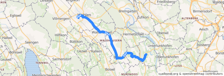 Mapa del recorrido Bus 341: Wohlen AG => Rottenschwil de la línea  en Aargau.