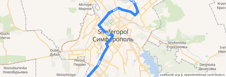 Mapa del recorrido Троллейбус №5 Загородный - Новоромановка de la línea  en Stadtrat Simferopol.