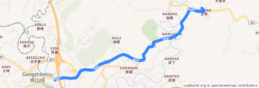 Mapa del recorrido 紅70(延駛隆后宮_往程) de la línea  en Kaohsiung.