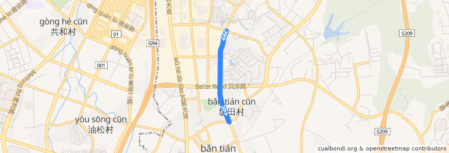 Mapa del recorrido B667 往 华电 de la línea  en Bantian Sub-district.