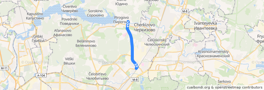 Mapa del recorrido Автобус 22: Посёлок Пироговский => Станция Мытищи de la línea  en Mytishchi Urban Okrug.