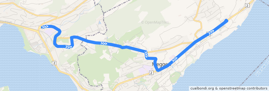 Mapa del recorrido Bus 25: Luzern, Brüelstrasse => Meggen, Gottlieben de la línea  en Lucerne.