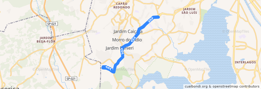 Mapa del recorrido 7009-10 Jardim São Lourenço - Jardim Ângela (Circular) de la línea  en サンパウロ.