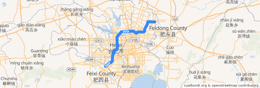 Mapa del recorrido 合肥轨道交通3号线 de la línea  en 合肥市.