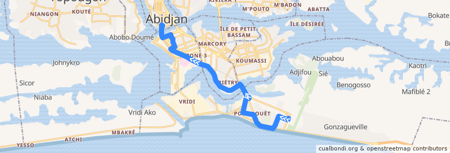 Mapa del recorrido Bus 06: Terminus Aéroport → Gare Sud Plateau de la línea  en Abican.