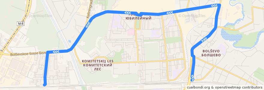 Mapa del recorrido Автобус 15: Станция Болшево => Станция Подлипки-Дачные de la línea  en Korolyov.