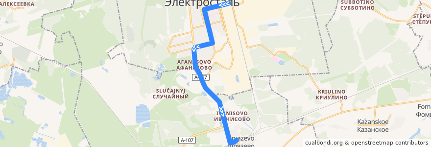 Mapa del recorrido Автобус №38 de la línea  en Elektrostal.