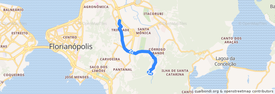 Mapa del recorrido Ônibus 164: Córrego Grande - Poção, Poção => TITRI de la línea  en 弗洛里亚诺波利斯.