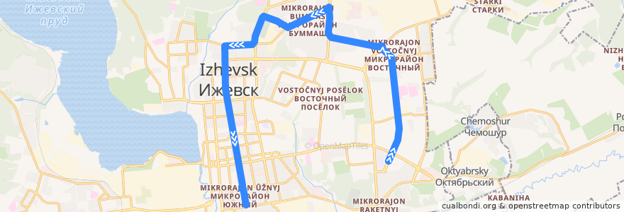 Mapa del recorrido Автобус 39: Восточный рынок - Чугуевского de la línea  en イジェフスク管区.