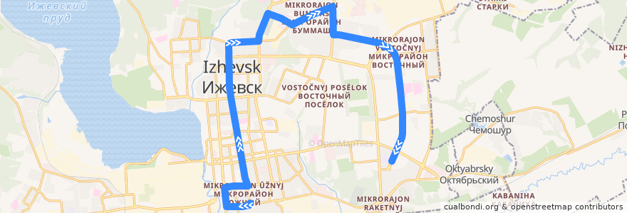 Mapa del recorrido Автобус 39: Чугуевского - Восточный рынок de la línea  en イジェフスク管区.