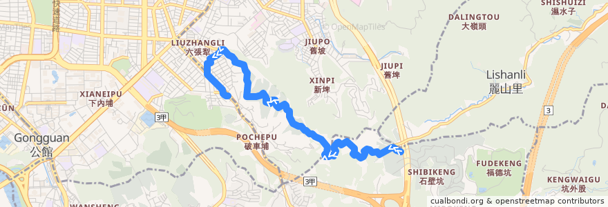 Mapa del recorrido 臺北市 掃墓公車崇德線 (往捷運麟光站) de la línea  en 臺北市.
