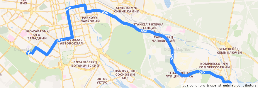 Mapa del recorrido Автобус 047. Громова - Трактовая de la línea  en городской округ Екатеринбург.