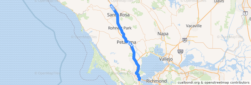 Mapa del recorrido Sonoma-Marin Area Rail Transit: Sonoma County Airport => Larkspur de la línea  en California.