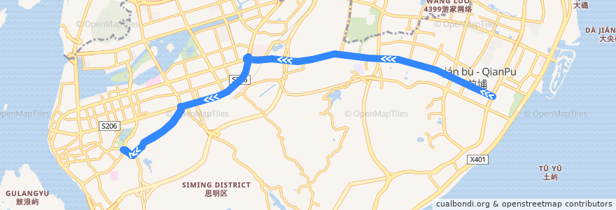 Mapa del recorrido bus 19a de la línea  en Siming.
