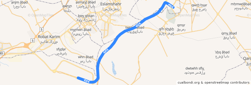 Mapa del recorrido خط ۸ de la línea  en Teheran.