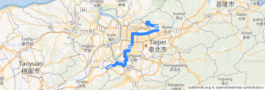 Mapa del recorrido 臺北市 214 中和-內湖(往程) de la línea  en Новый Тайбэй.