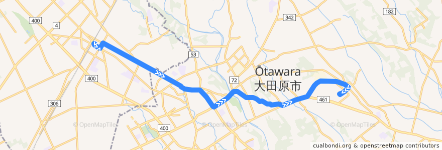 Mapa del recorrido 関東自動車バス 西那須野駅⇒国際医療福祉大学 de la línea  en 栃木県.