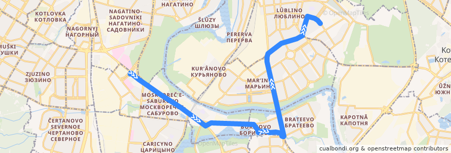 Mapa del recorrido Автобус 415: Метро "Каширская" - ТЦ Москва de la línea  en 莫斯科.