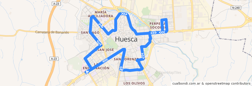 Mapa del recorrido Circular 1 de la línea  en وشقة.