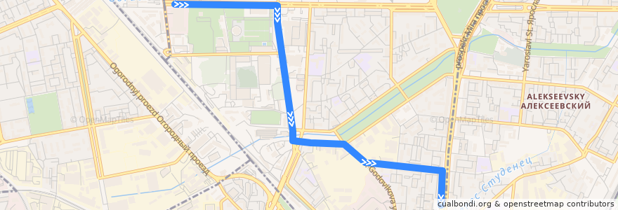 Mapa del recorrido Автобус 561: Телецентр => Метро «Алексеевская» de la línea  en 东北行政区.