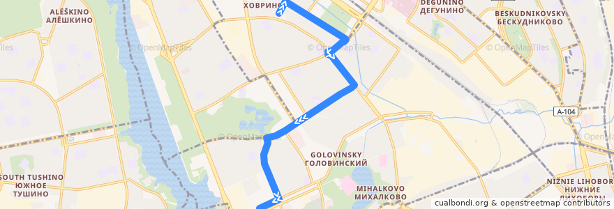 Mapa del recorrido Автобус №500: Петрозаводская улица - Клинская улица- метро "Водный Стадион" de la línea  en Северный административный округ.