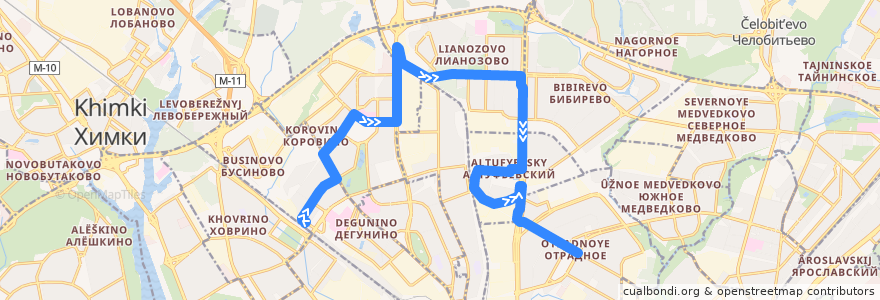 Mapa del recorrido Автобус 571: станция Ховрино - Метро "Отрадное" de la línea  en Moscou.