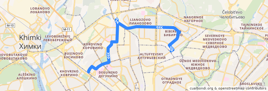Mapa del recorrido Автобус 592: Метро «Бибирево» => Станция Ховрино de la línea  en Moscú.