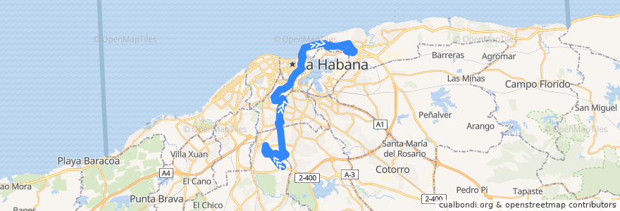 Mapa del recorrido Ruta A83 Fortuna => Bahía de la línea  en Havana.
