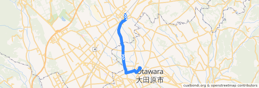 Mapa del recorrido 大田原市営バス 那須塩原駅⇒那須赤十字病院 de la línea  en 栃木県.