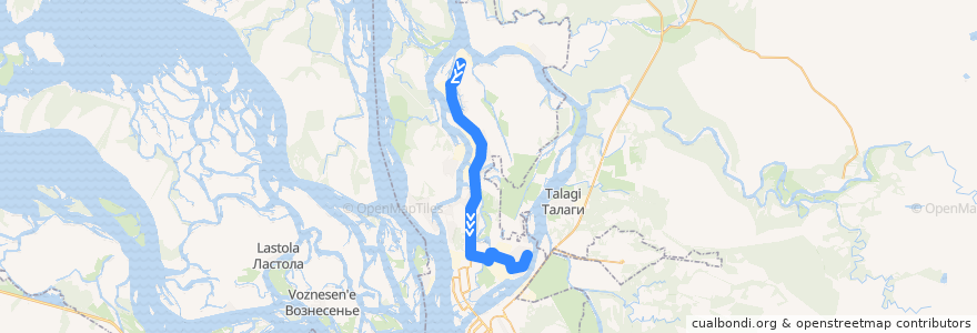 Mapa del recorrido Автобус 63 de la línea  en Arkhangelsk Urban Okrug.