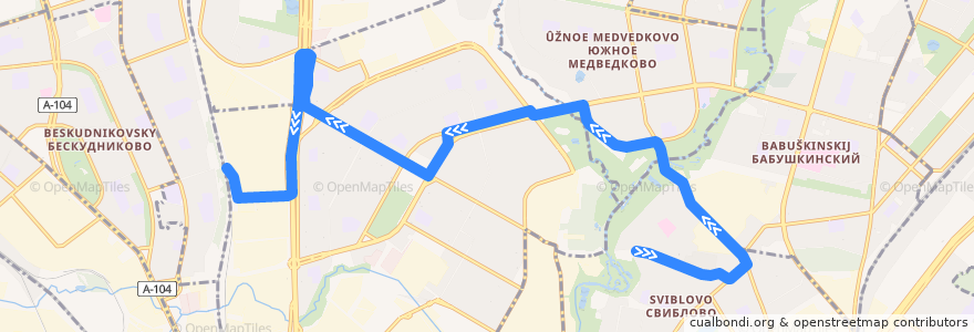 Mapa del recorrido Автобус 380: Проезд Русанова => Платформа Дегунино de la línea  en Nordöstlicher Verwaltungsbezirk.