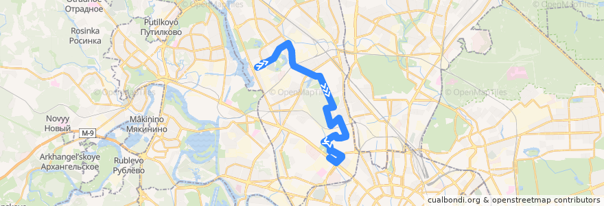Mapa del recorrido Автобус 595: Метро "Водный стадион" - Метро "Динамо" de la línea  en 北行政区.