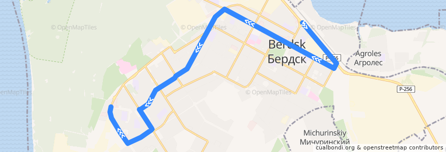 Mapa del recorrido Маршрутное такси 14: Вокзал – Торговый центр de la línea  en Berdsk municipality.