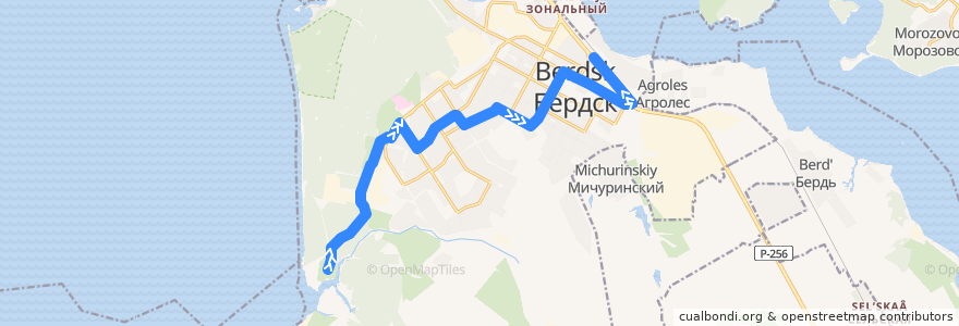 Mapa del recorrido Маршрутное такси 18: Юбилейный – Вокзал de la línea  en ベルツク管区.
