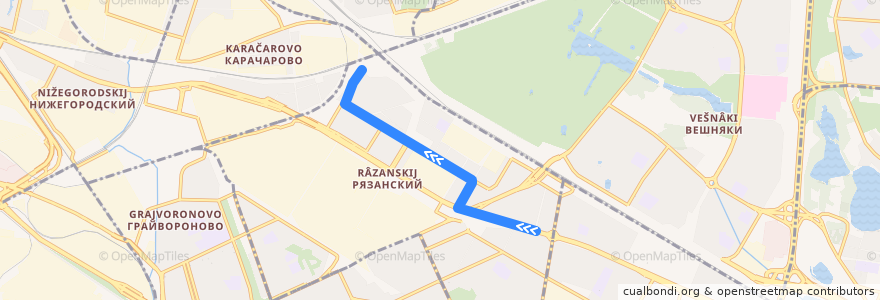 Mapa del recorrido Автобус 51к: Платформа Чухлинка - Метро "Рязанский проспект" de la línea  en Ryazansky District.