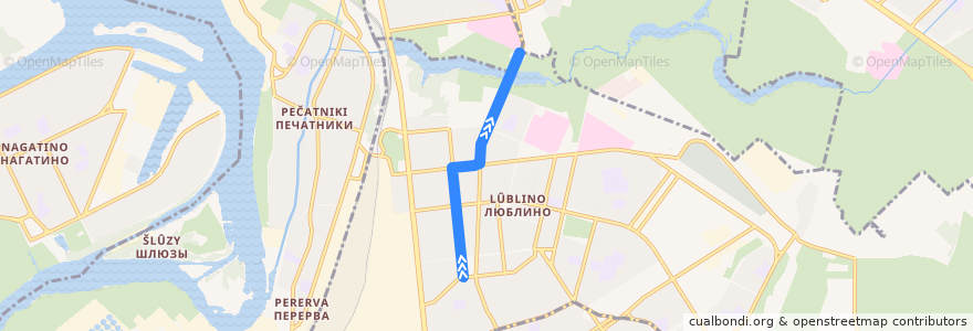 Mapa del recorrido Автобус 312: Совхозная улица - Метро "Волжская" de la línea  en South-Eastern Administrative Okrug.
