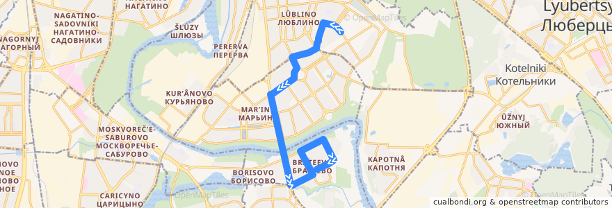 Mapa del recorrido Автобус 326: ТЦ Москва - Метро Алма-Атинская de la línea  en Москва.