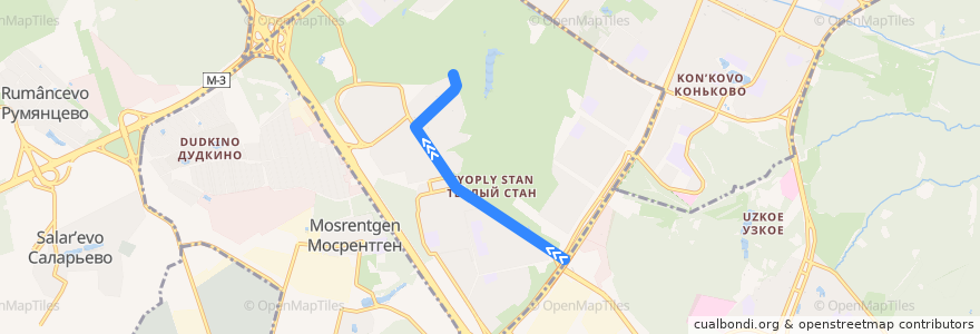 Mapa del recorrido Автобус 388: Метро "Тёплый Стан" - Парк "Тропарёво" de la línea  en 西南行政区.
