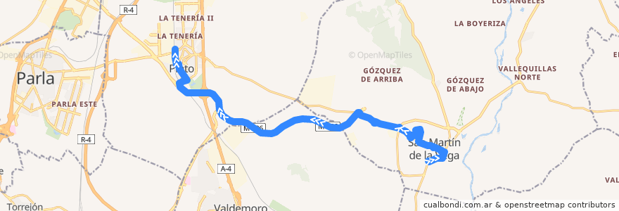 Mapa del recorrido 413 San Martín de la Vega - Pinto de la línea  en Comunidad de Madrid.