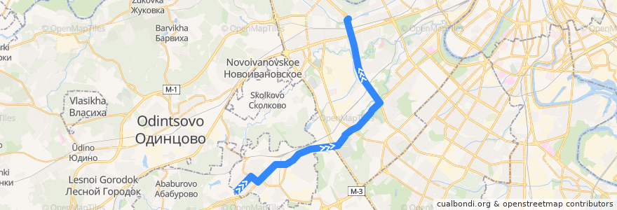 Mapa del recorrido Автобус 459: улица Федосьино - метро "Кунцевская" de la línea  en Western Administrative Okrug.