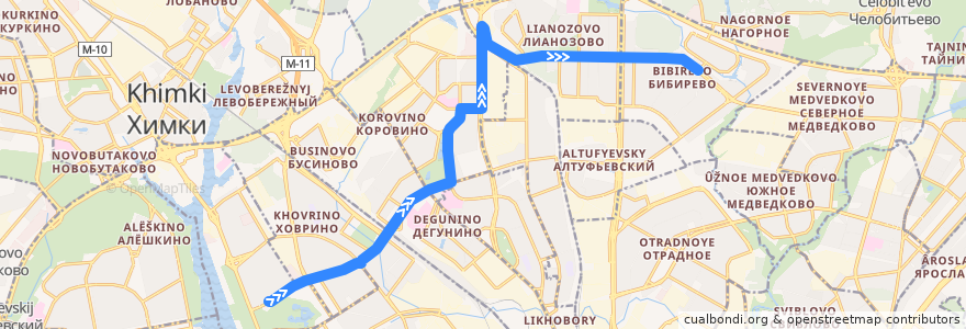 Mapa del recorrido Автобус 284: Метро «Речной вокзал» => Улица Конёнкова de la línea  en Moscou.
