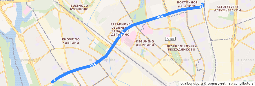 Mapa del recorrido Автобус 857: Станция Бескудниково => Метро «Речной вокзал» de la línea  en Северный административный округ.