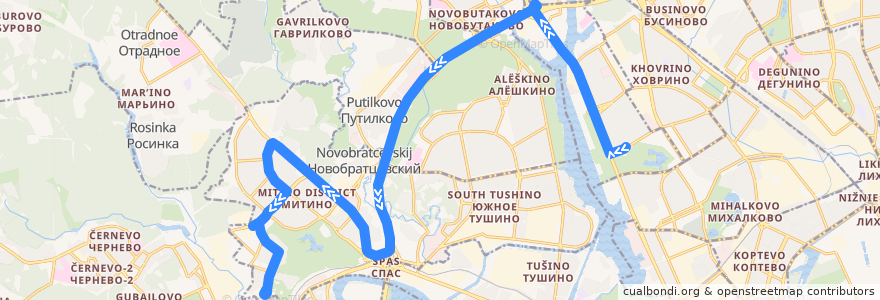 Mapa del recorrido Автобус 451: Метро "Речной вокзал" - 8-й микрорайон Митина de la línea  en モスクワ.