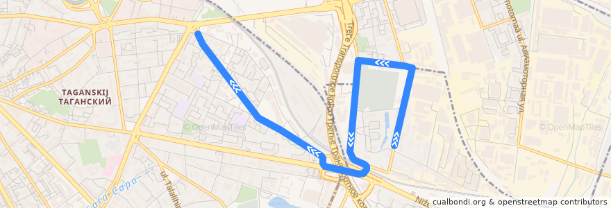Mapa del recorrido Автобус 340: Смирновская улица - Метро Римская de la línea  en Südöstlicher Verwaltungsbezirk.