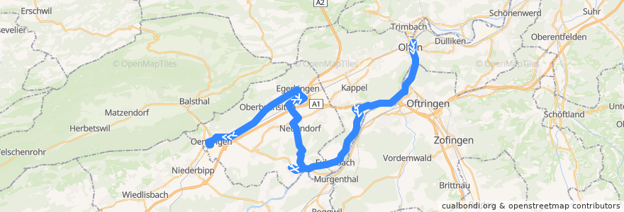 Mapa del recorrido Bus 126: Olten, Bahnhof => Oensingen, Bahnhof de la línea  en سوئیس.