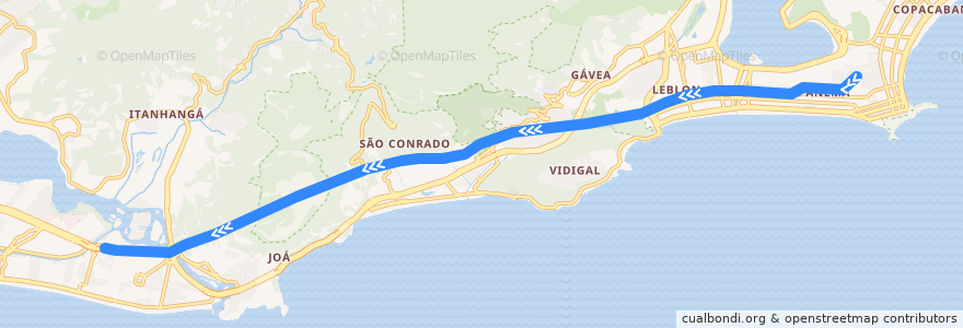 Mapa del recorrido Linha 4: General Osório → Jardim Oceânico de la línea  en ریودو ژانیرو.